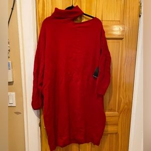 Red Cold Shoulder Sweater Dress